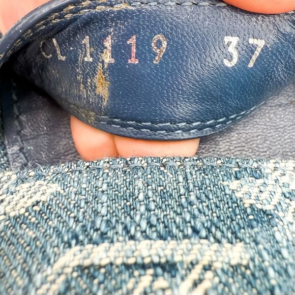 Louis Vuitton Monogram LV Denim Leather Sandals Espadrilles Flats Size 37, 7 - Picture 13 of 14